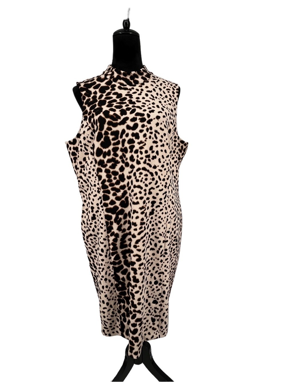 Apt. 9 Two-Tone Leopard Print Sleeveless Mini Dress in Tan/Black sz XL - Picture 3 of 13